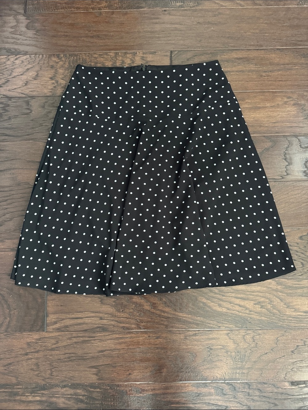 White House Black Market Black and White Polka Dot Midi Skirt
